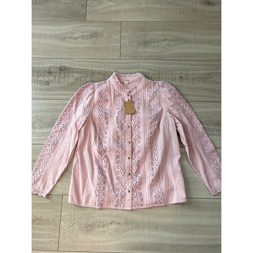 Boden Savannah Broderie Top Pink US 12 Eyelet Cottagecore - Picture 9 of 11
